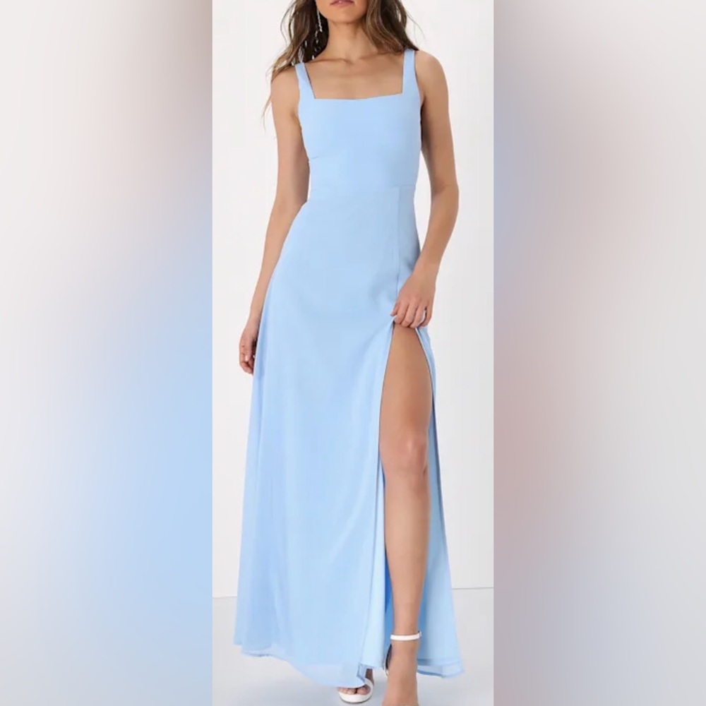 Lulus Remarkable Arrival Powder Blue Maxi Dress XS NWT. $99 online